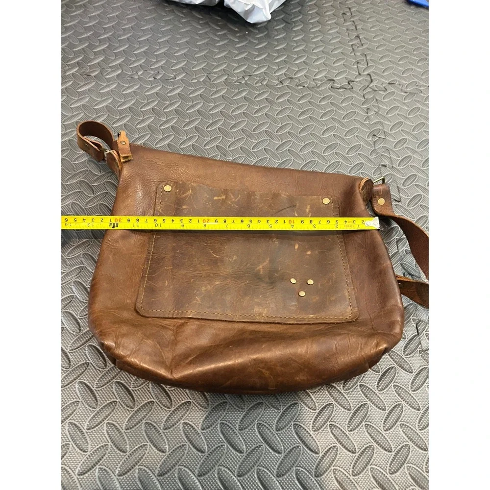 In Blue Handmade Leather Crossbody Bag Purse Brown Distressed Zip Shoulder